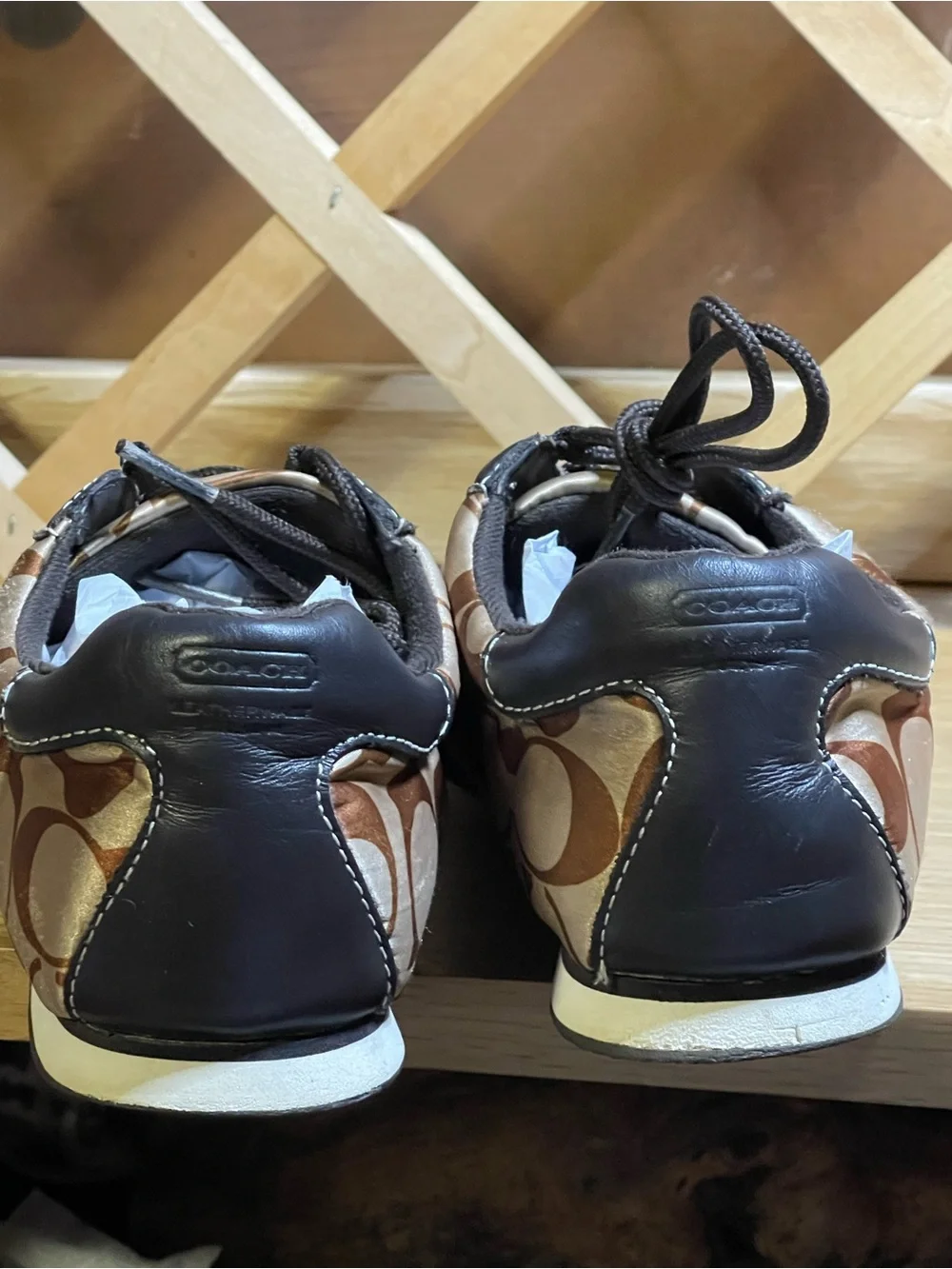 Coach W Sz 8M Metallic Bronze / Choco Quilted low -top Sneaker /Authentic Coach